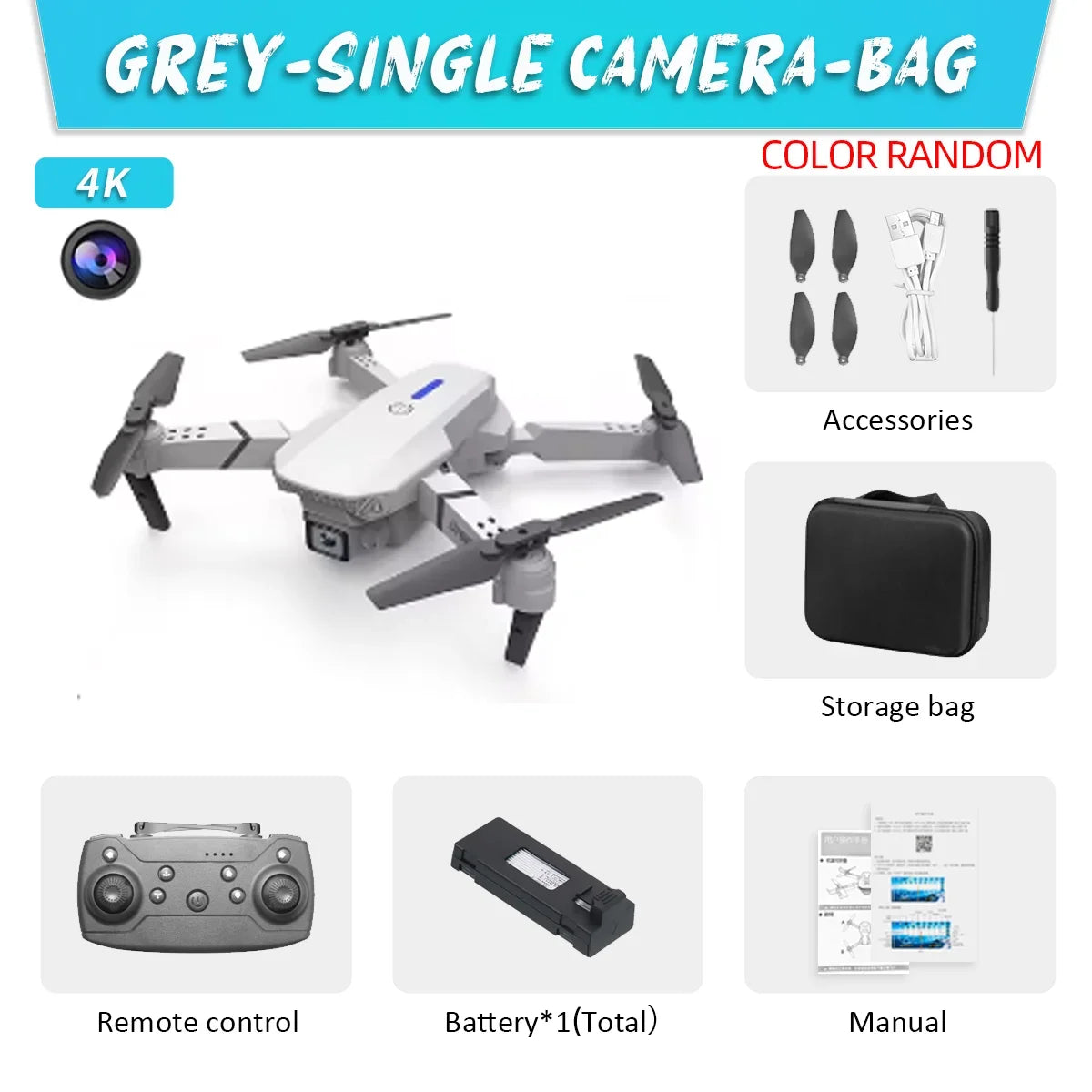 E88 Pro WIFI FPV Foldable Drone, Wide Angle 4K/1080P HD Camera, Height Hold