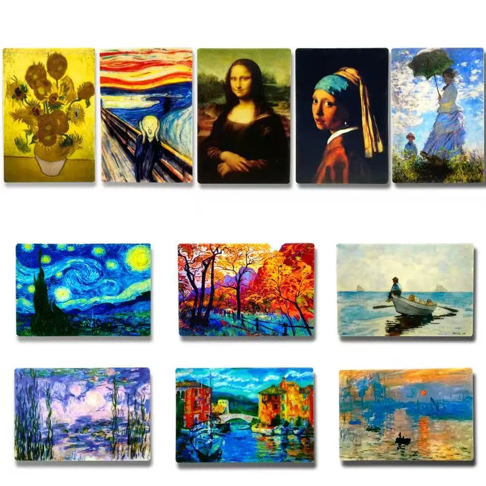 Van Gogh Starry Night, Mona Lisa Fridge Magnets - World Famous Paintings Art Refrigerator Magnets Set, Gift for Art Lovers