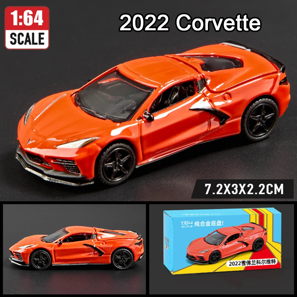 1:64 Alloy Sports Car Series Firebird JDM Daytona Stardust Corvette T1 Minivan GT500 Diecast Models Toys Boys Collecting Hobbies