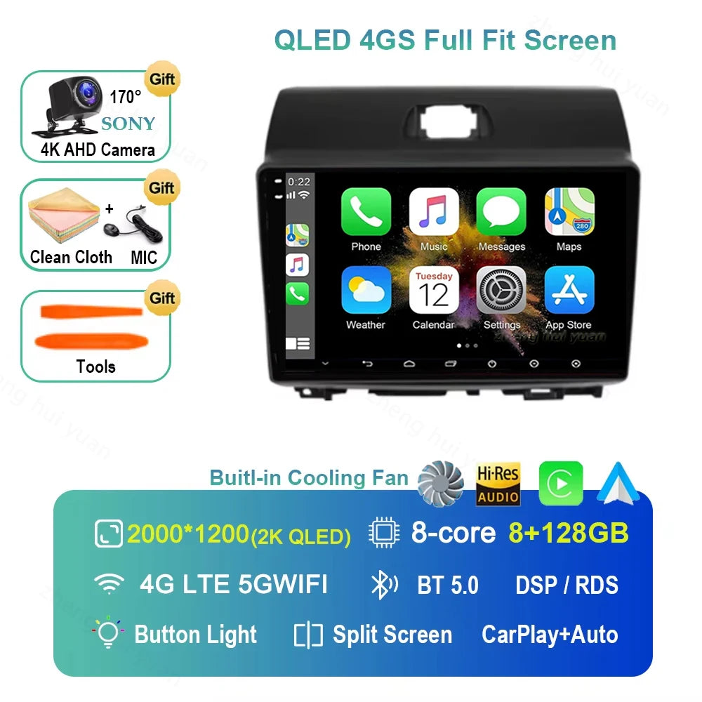 For Kia Ray 2011-2017 2K 12+256 QLED Android 15 CarPlay Car Radio Multimedia Video Player GPS stereo Head Unit 4G WIFI DSP RDS