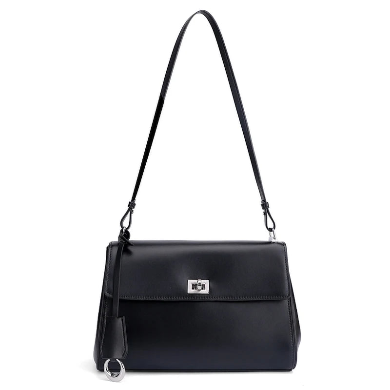 First Layer Cowhide Small Square Bag Women's Handbag New Genuine Leather Women's Bag Commuter Shoulder Crossbody Boston bag