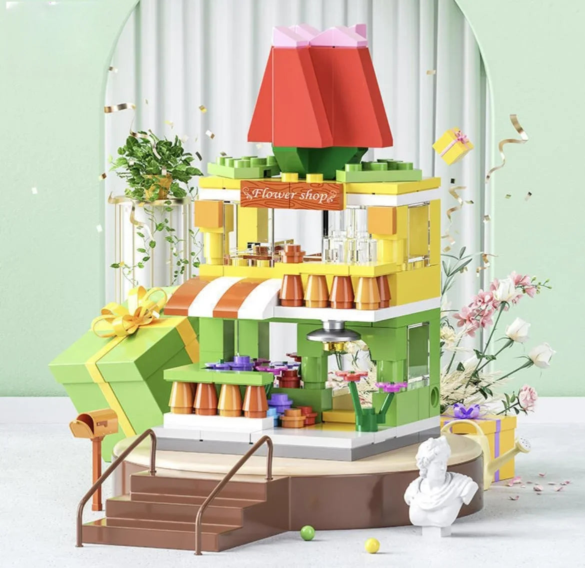 Architecture Street View House Building Blocks DIY Mini City Store Model Toys