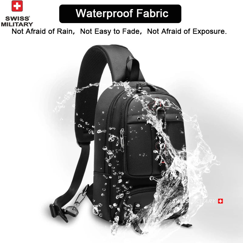 SWISS MILITARY Chest Bag Anti-Thief Men Crossbody Waterproof Travel Shoulder Bag