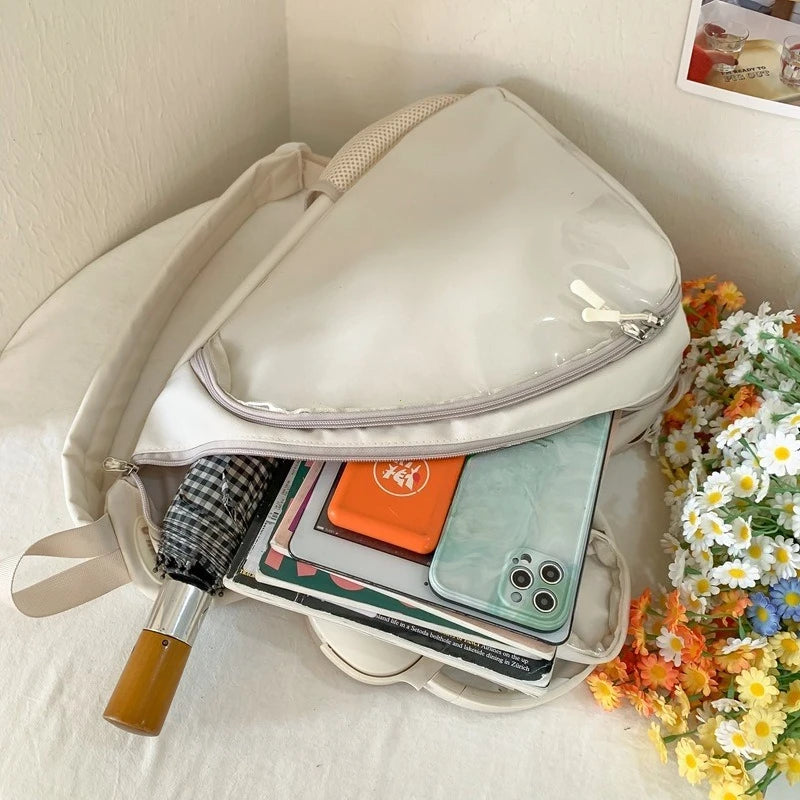 Casual Travel Transparent Zipper Shoulder Bag Vintage Women All Match Simple Ita Bag Y2K Girls Fashion Crossbody Bags Handbags