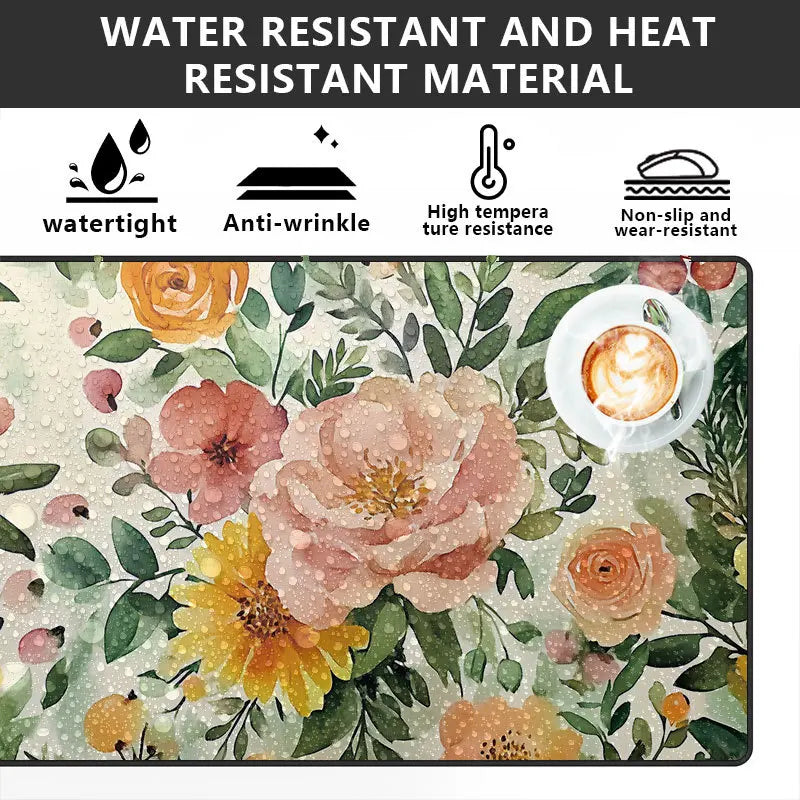 Colorful Large Mouse Pad, Floral Desk Mat for Desktop, Women Girls Leather Waterproof Mousepad,  Writing Pads for School Office