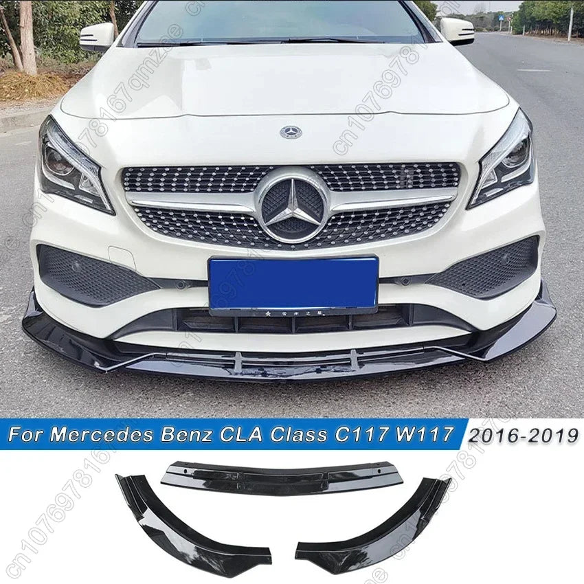 For Mercedes Benz CLA Class C117 W117 CLA200 220 250 A45 AMG 2016-2019 Car Front Bumper Splitter Lip Spoiler Diffuser Body kit