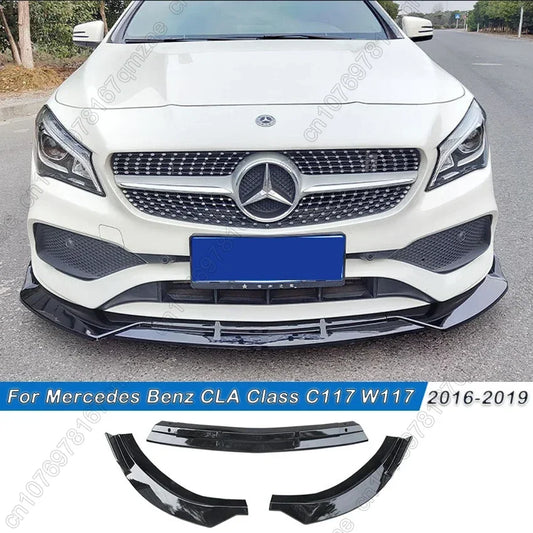 For Mercedes Benz CLA Class C117 W117 CLA200 220 250 A45 AMG 2016-2019 Car Front Bumper Splitter Lip Spoiler Diffuser Body kit