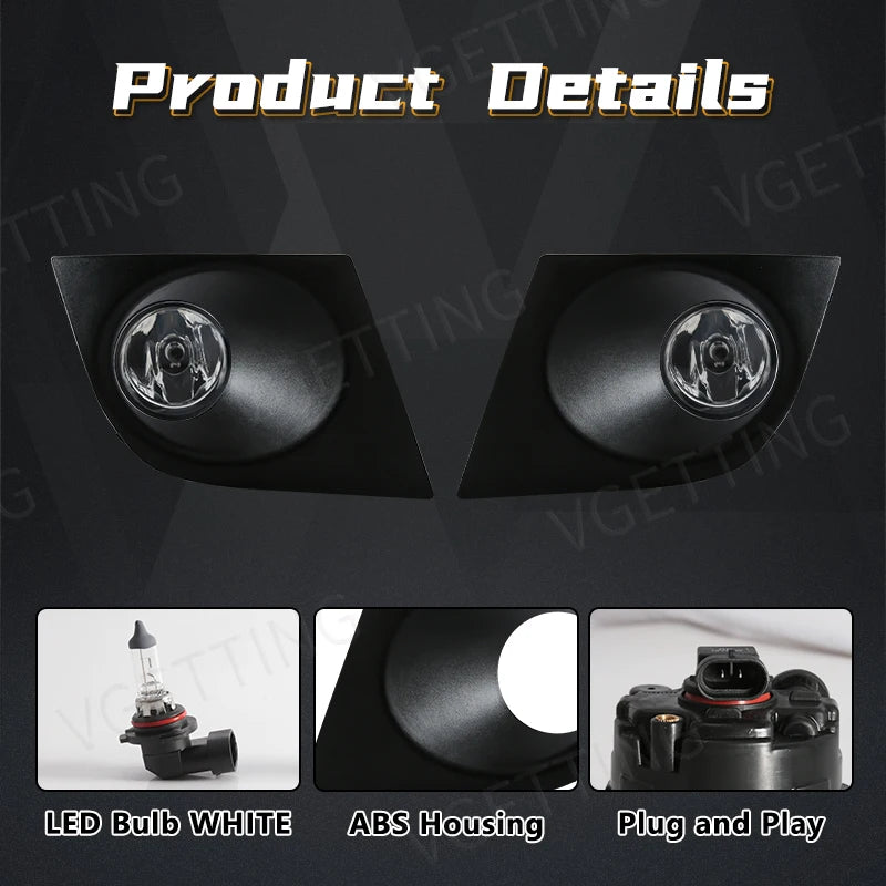 For Nissan Tiida 2007 2008 2009 2010 2011 LED Fog Light Lamp Headlights Cover Hood Frame Waterproof Car Accessories Left Right