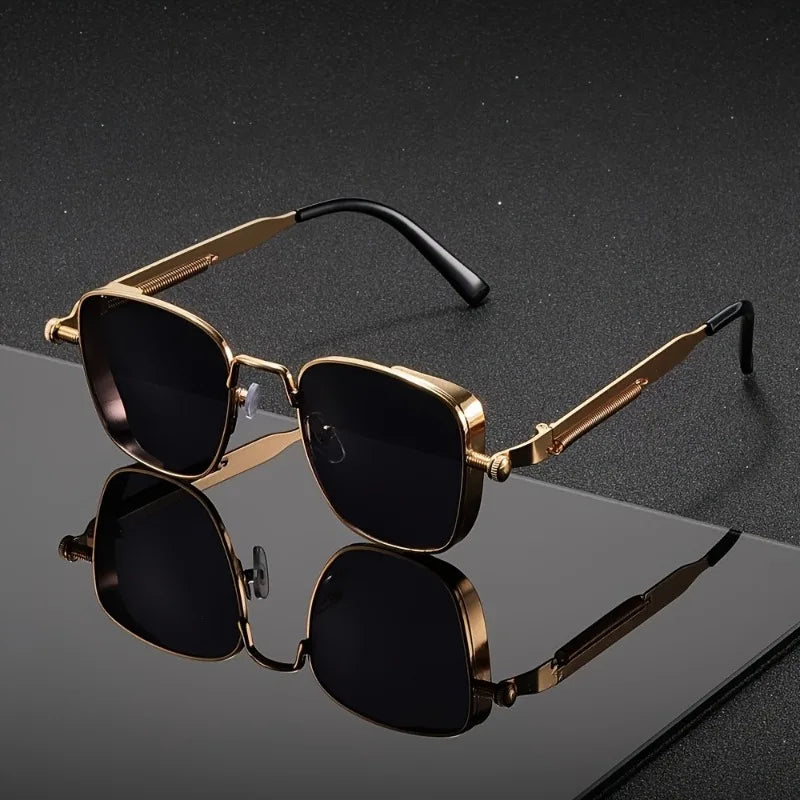 A Pair of Unisex Y2K Rectangular Frame Retro Punk Fashion Decorative Glasses Suitable for Parties School Shopping