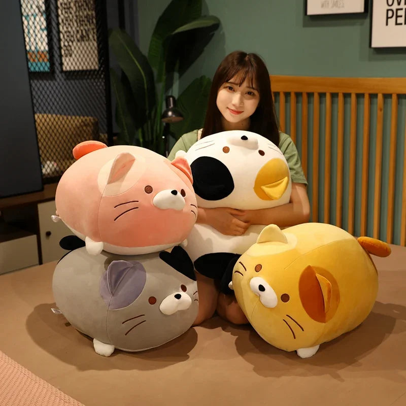 60cm Japanese Style Fat Cats Plush Toy Stuffed Animal Soft Hug Pillow Plushies Cat Doll Room Decor Gift For Child Girl Washable
