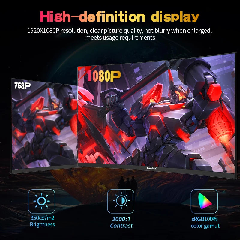 27"  Curved Gaming Monitor,144Hz/180Hz PC Monitor Full HD 1080P 1800R Display