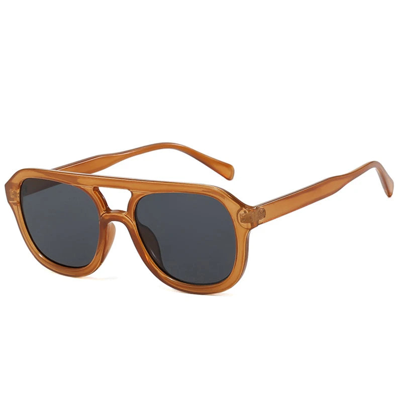 JNPCXI Double Bridges Square Women Sunglasses Fashion Black Orange Frame Men Retro Punk Sun Glasses Shades UV400
