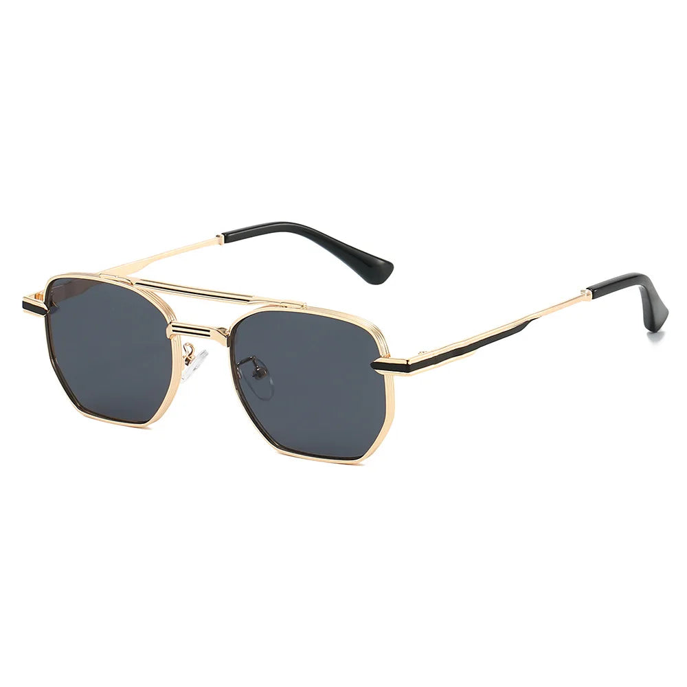 JNPCXI Fashion Pilot Double Bridges Men Sunglasses Silver Blue Gradient Shades UV400 WomenTrending Sun Glasses