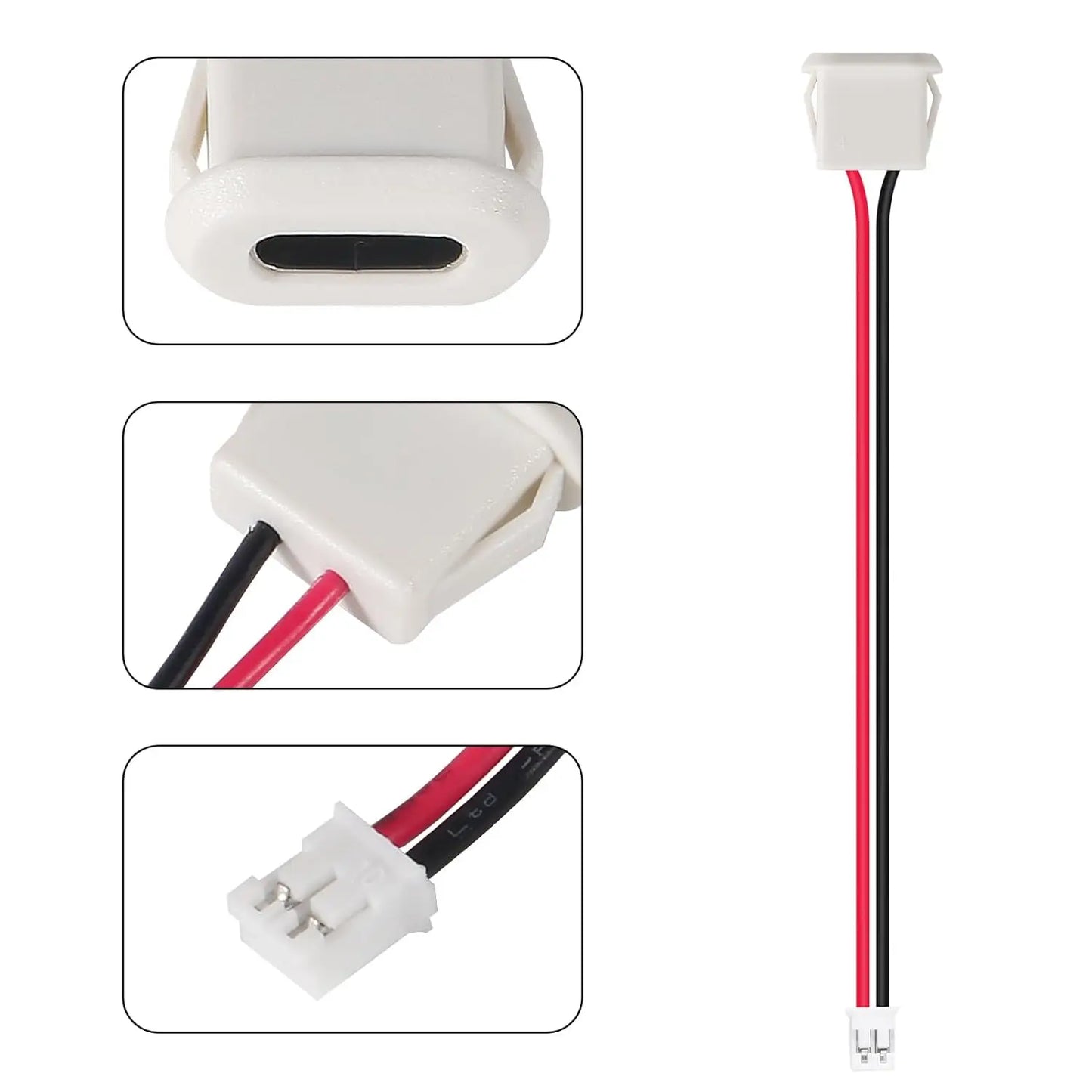 10pcs Type-C Female Chassis Waterproof 2P Solder Wire Type USB C Pigtail Cable Extension Power Cable USB-C Plug to 2 Pin Bare