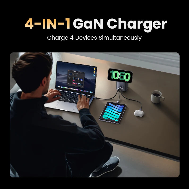UGREEN GaN 65W Desktop Charger Qi2 15W Magnetic Wireless Charger Stand For Laptop Macbook Air iPhone 17 16 Pro Samsung Xiaomi