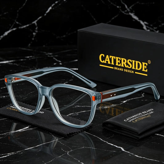 CATERSIDE Classic Men's Anti Blue Light Glasses Square Polycarbonate Glasses Frame Women's Travel Business Holiday Gift Glasses