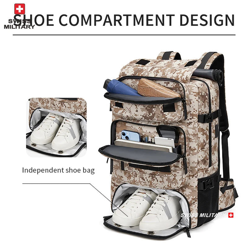 17 in SWISS MILITARY Men Travel Backpack Waterproof Business USB Laptop Backpack