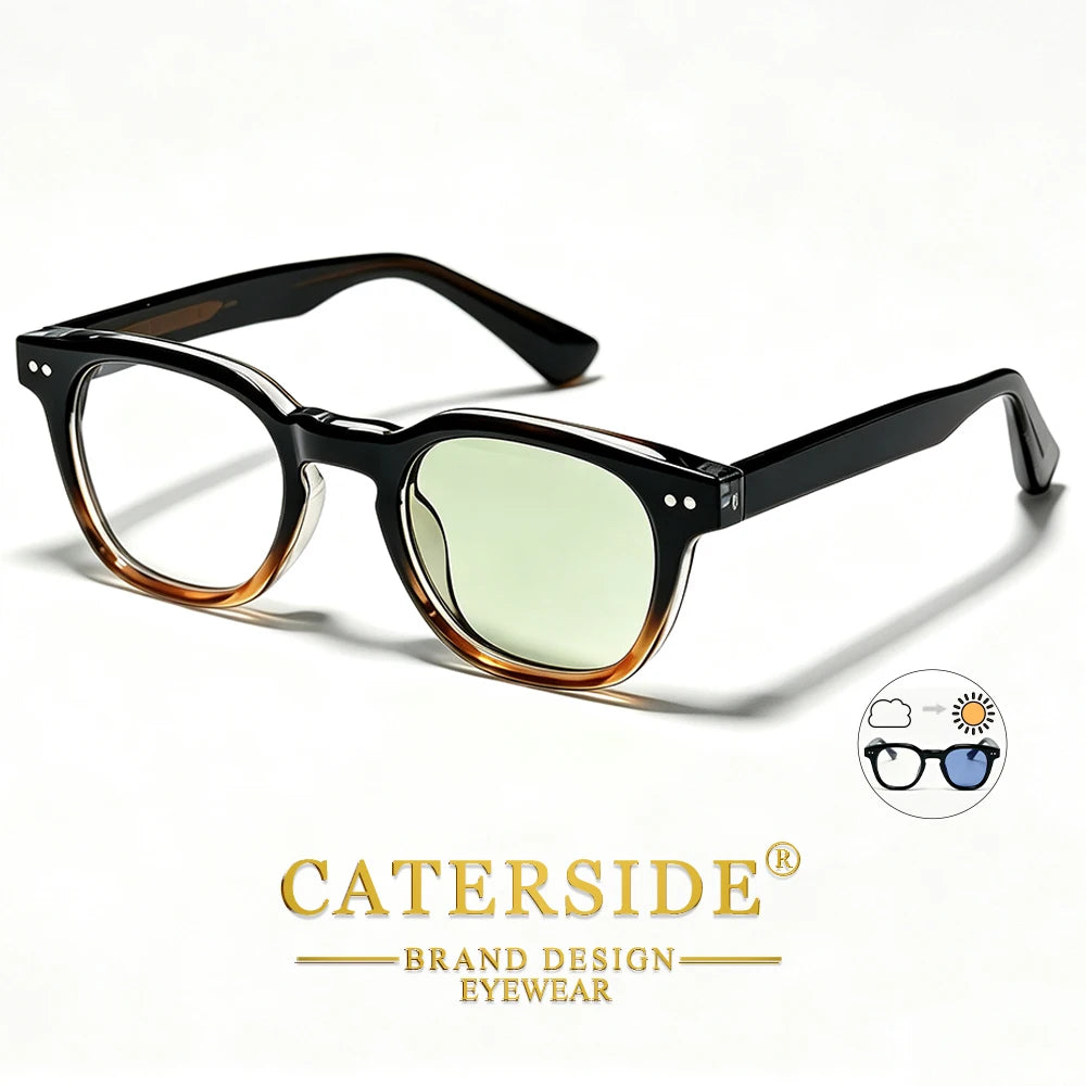 CATERSIDE Retro Men's Photochromic Sunglasses High-Quality Pc Square Sun Glasses Women's Outdoor Travel Business Glasses UV400