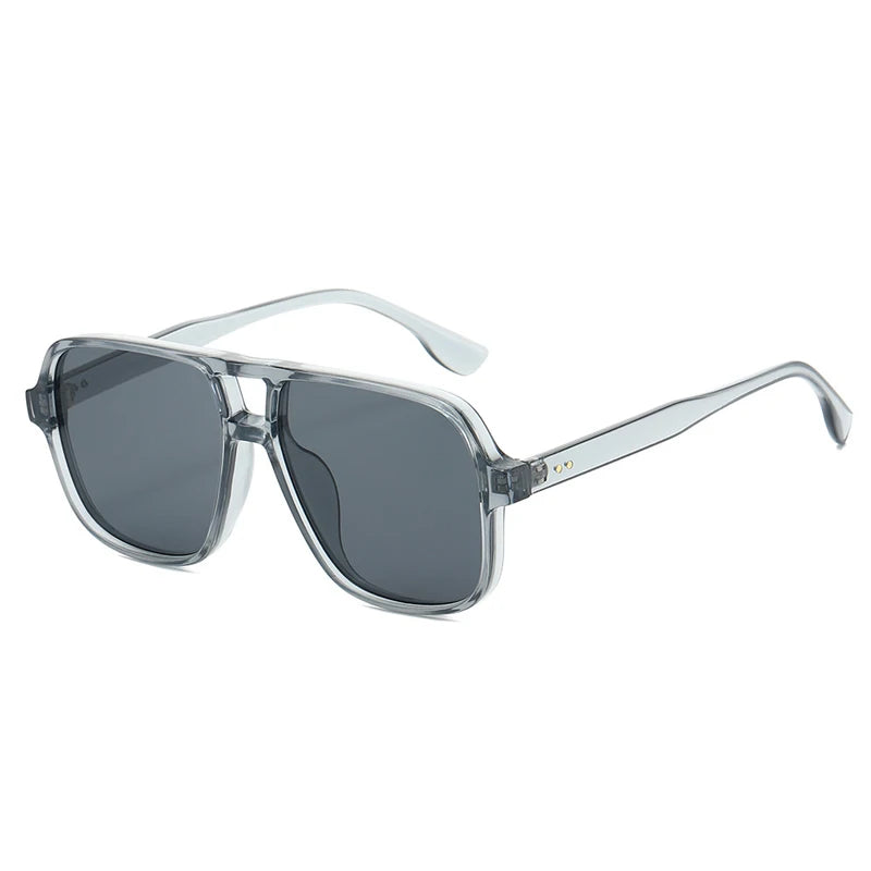 JNPCXI New Double Bridges Square Sunglasses Women Fashion Gradient UV400 Retro Rivets Candy Color Trending Men Sun Glasses