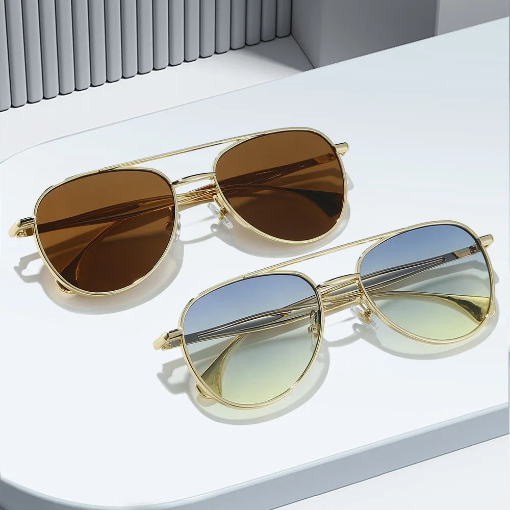 JNPCXI New Round Fashionable Men's Driving Sunglasses UV Protection Metal Frame Sun Glasses Women
