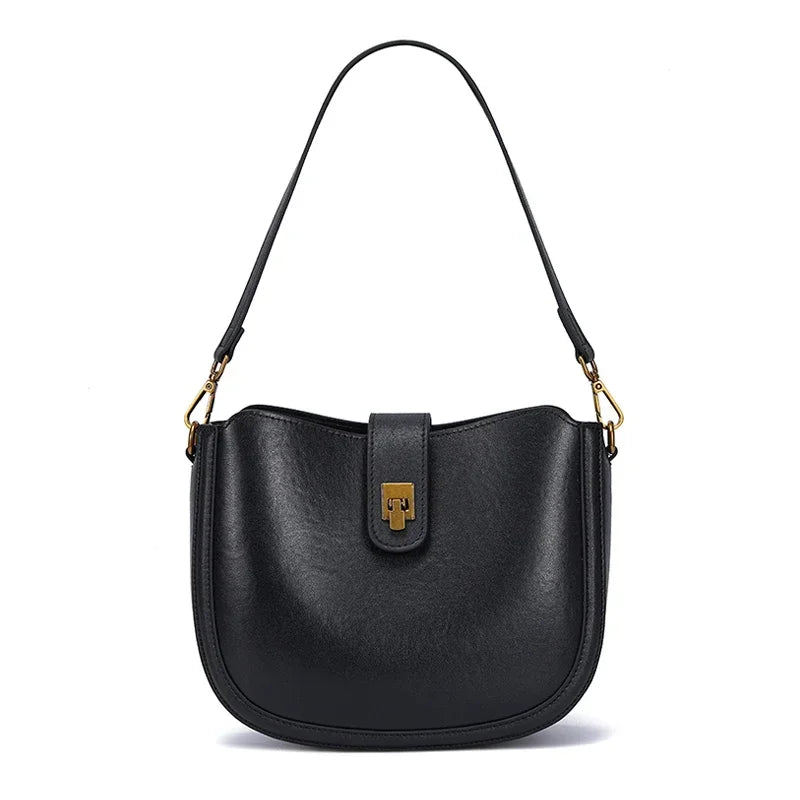 Woman Cowhide Genuine Leather Shoulder Bag Ladies OL Top grain Leather Handbag Female Fashion Luxury Design Crossbody Bags