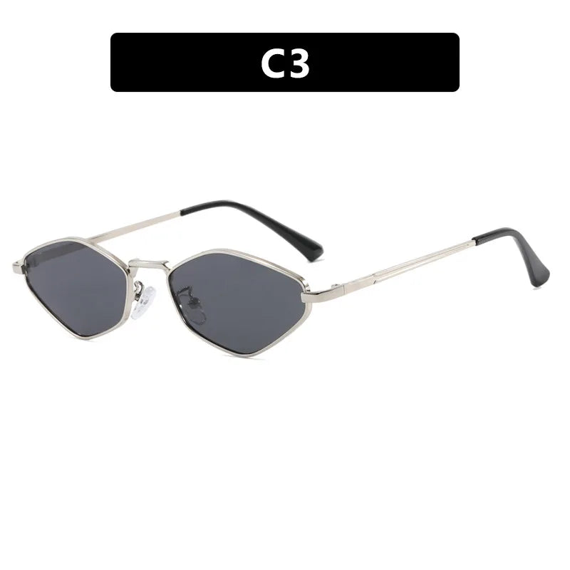 JNPCXI Polygon Women Fashion Sunglasses Shades UV400 Retro Rivets Metal Men Trending Sun Glasses