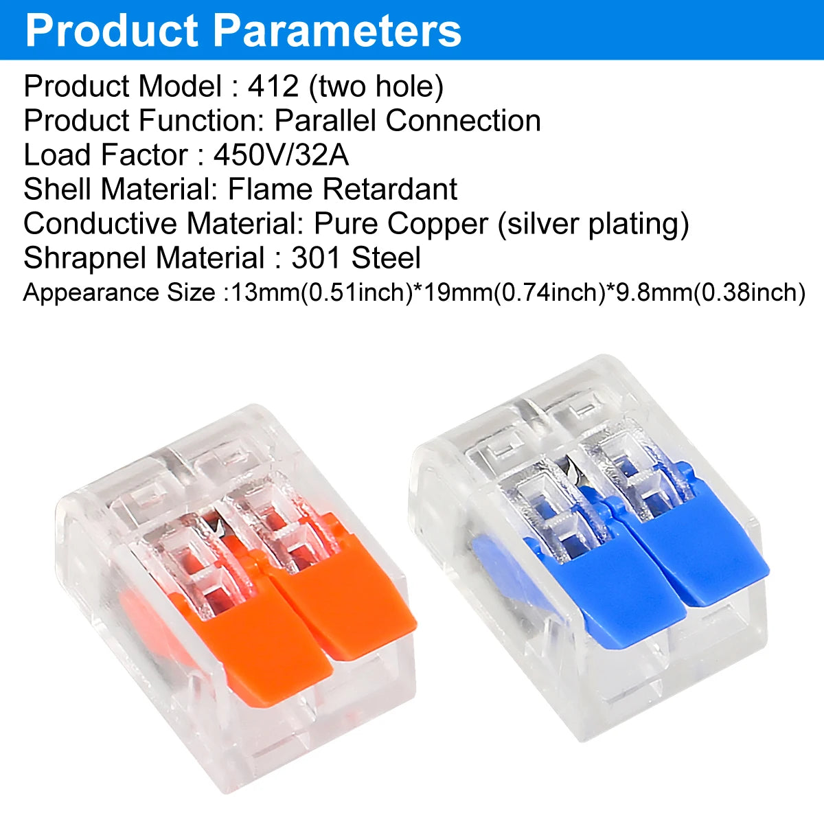 100pcs Quick Wire Connectors Plug-in Universal Compact Home Wiring Cable Connector 2/3 Pin Conductor Terminal Block