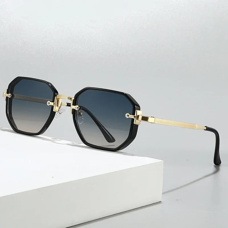 JNPCXI New Fashion Square Sunglasses Men Punk Shades UV400 Retro Metal Trending Gradient Women Sun Glasses