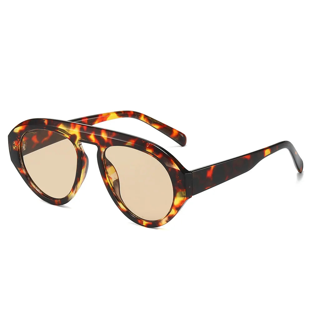 JNPCXI Retro Pilot Candy Colors Sunglasses Women UV400 Retro Trending Punk Outdoor Men Leopard Champagne Sun Glasses