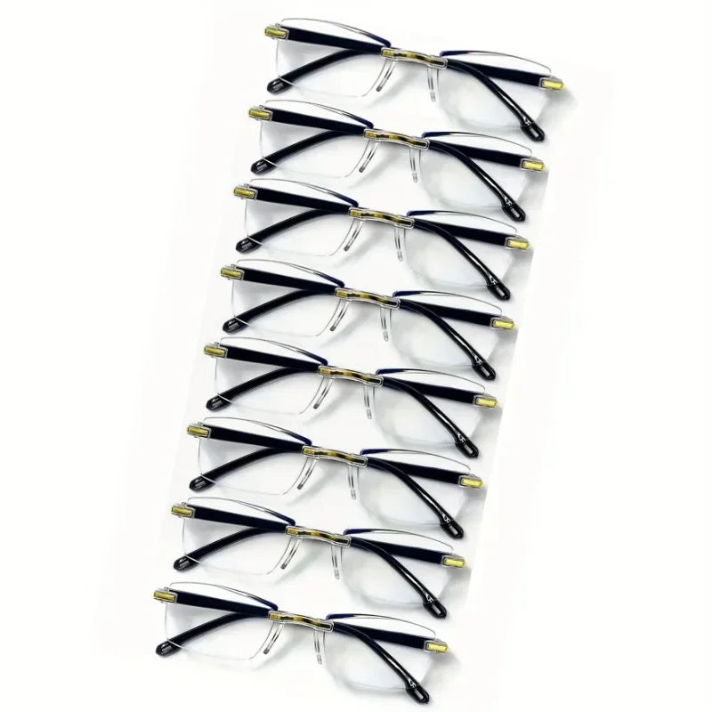 8pcs Rectangular Reading Glasses Vintage Stylish Presbyopic Glasses for Men And Women