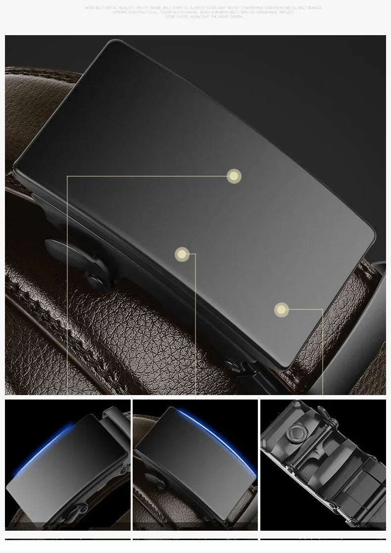 Brown Auto Buckle Men Belt, Famous Brand Business Belt PU Leather Waist Strap