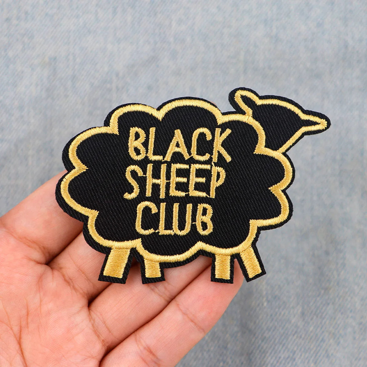 Black Sheep Club Embroidery Patch Funny Quotes Iron On Patches For Clothing Thermoadhesive Patches On Clothes DIY Sew Badges