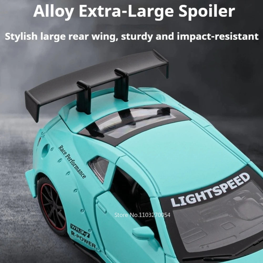 1: 32 GTR Skyline Alloy Diecast Models Toys Cars 4 Doors Opened with Sound Light Pull Back Miniature Sportscar Fashion Ornaments