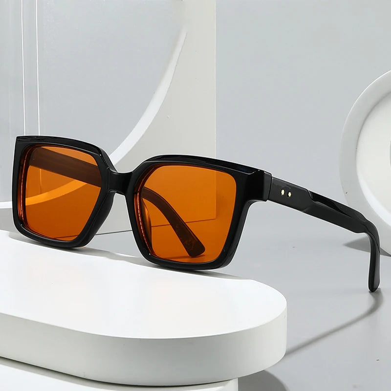 JNPCXI New Square Sunglasses Women Shades UV400 Retro Trending Rivets Men Gradient Orange Sun Glasses
