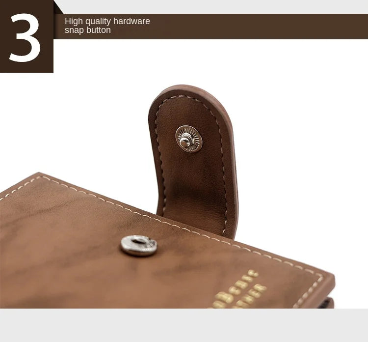 MenBense's PU Leather Wallet Short Hasp Purse Card Holder Business Money Case