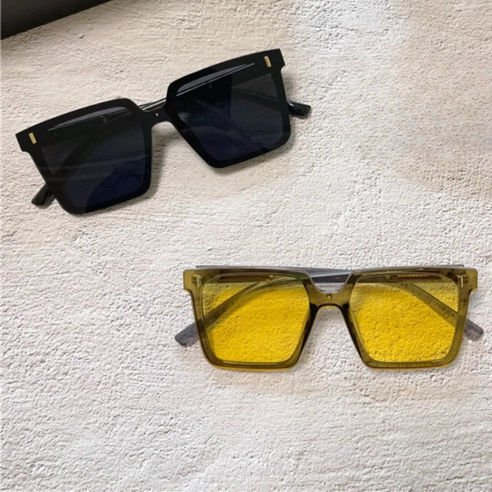 2PCS Korean Large Frame Sunglasses Candy Color Fashion Square Sun Glasses Sun Protection Beach Eyeglasses