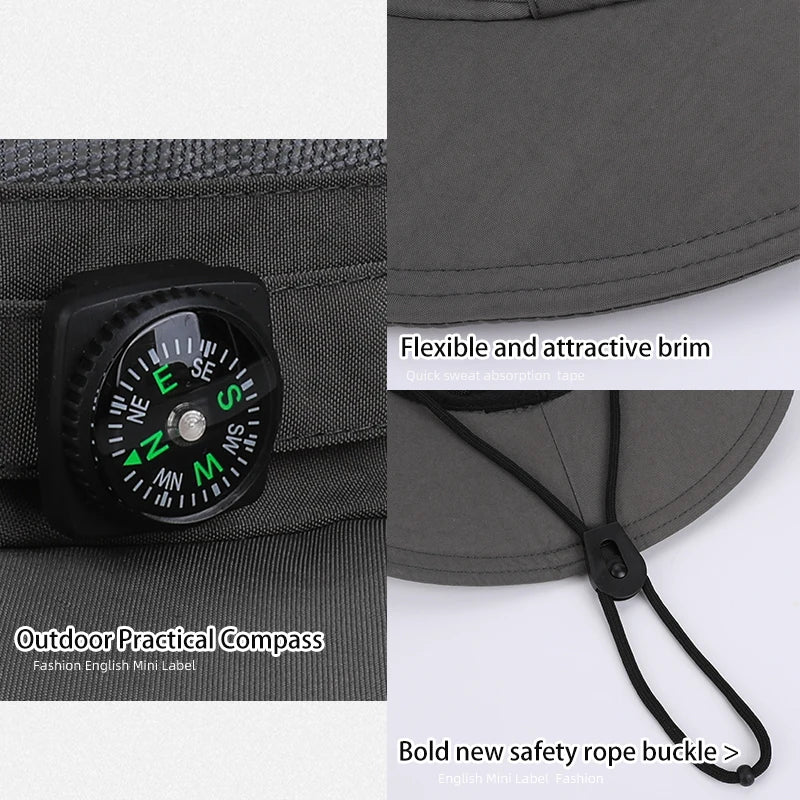 6146-New summer sun protection hat for ladies, quick-drying, waterproof and breathable wide-brimmed fishermanhatformenfishingand