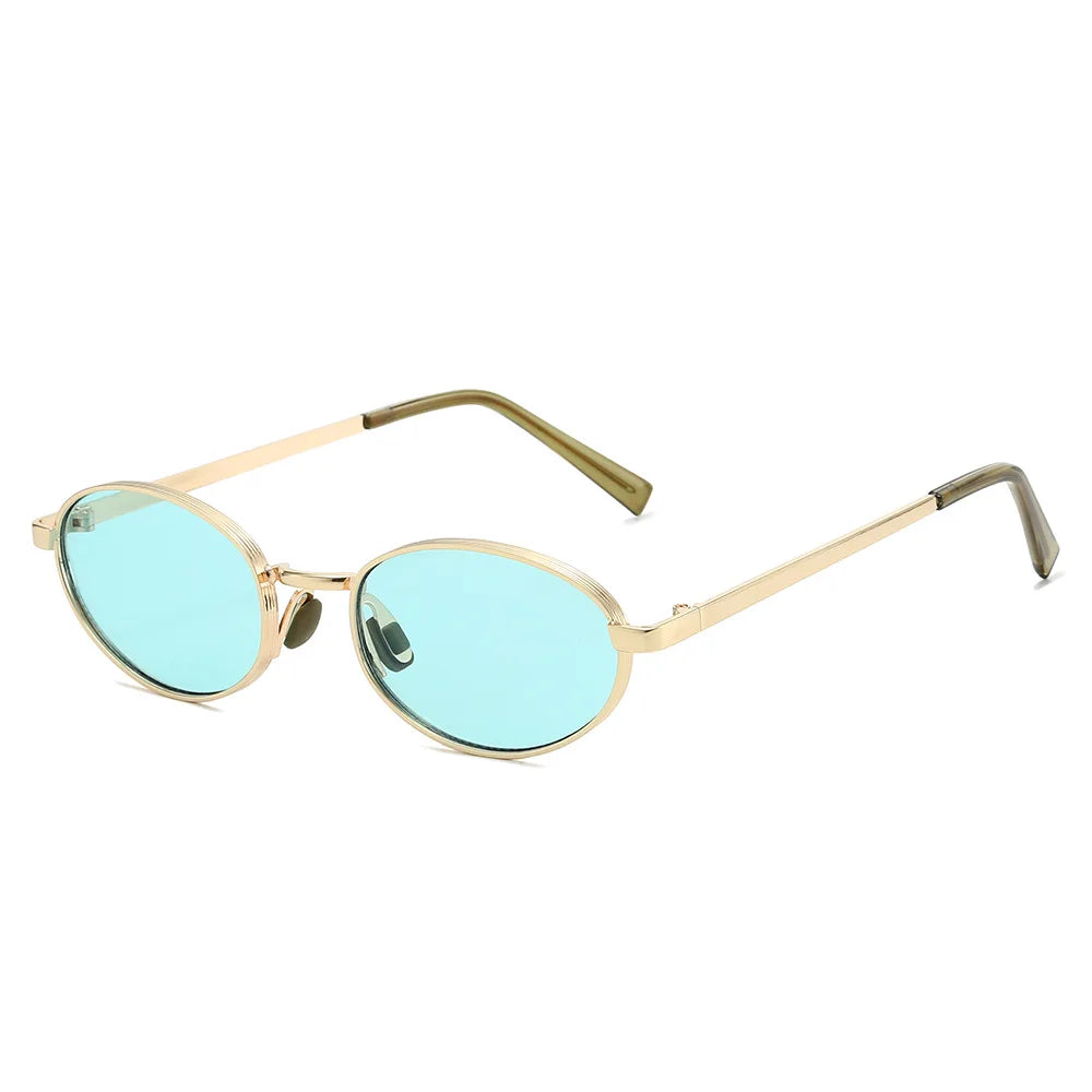 JNPCXI Retro Oval Metal Women Fashion Candy Color Sunglasses Shades UV400 Men Trending Punk Sun Glasses