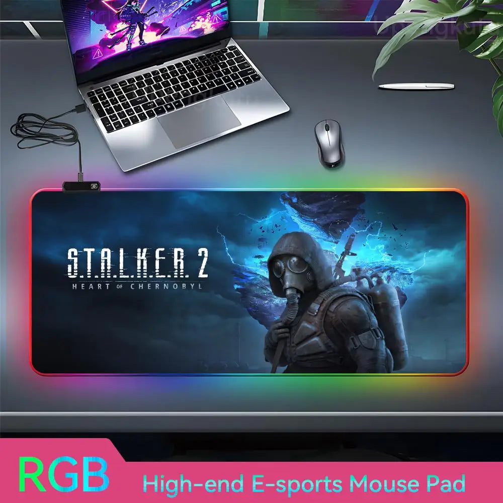 Stalker2 PC Mouse RGB 3mm Rubber Mouse Pad LED Lamp Desk Anime Keyboard Mat 13