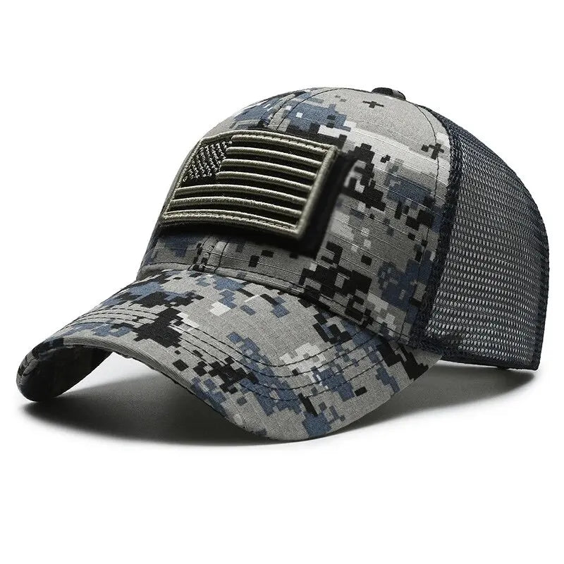 America US Camouflage Unisex Flag Hat Mesh Breathable Embroidery Baseball Hats