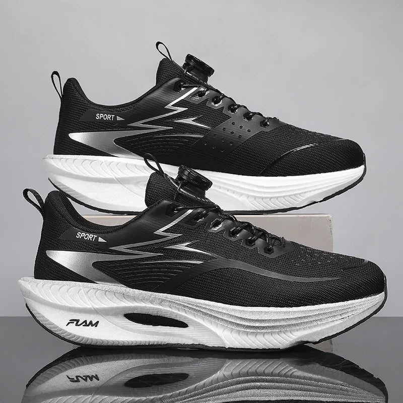 Men Marathon Running Shoes Sports Carbon Board Air Cushion Breathable Lightweight Women's Comfortable Athletic Nonskid Sneakers
