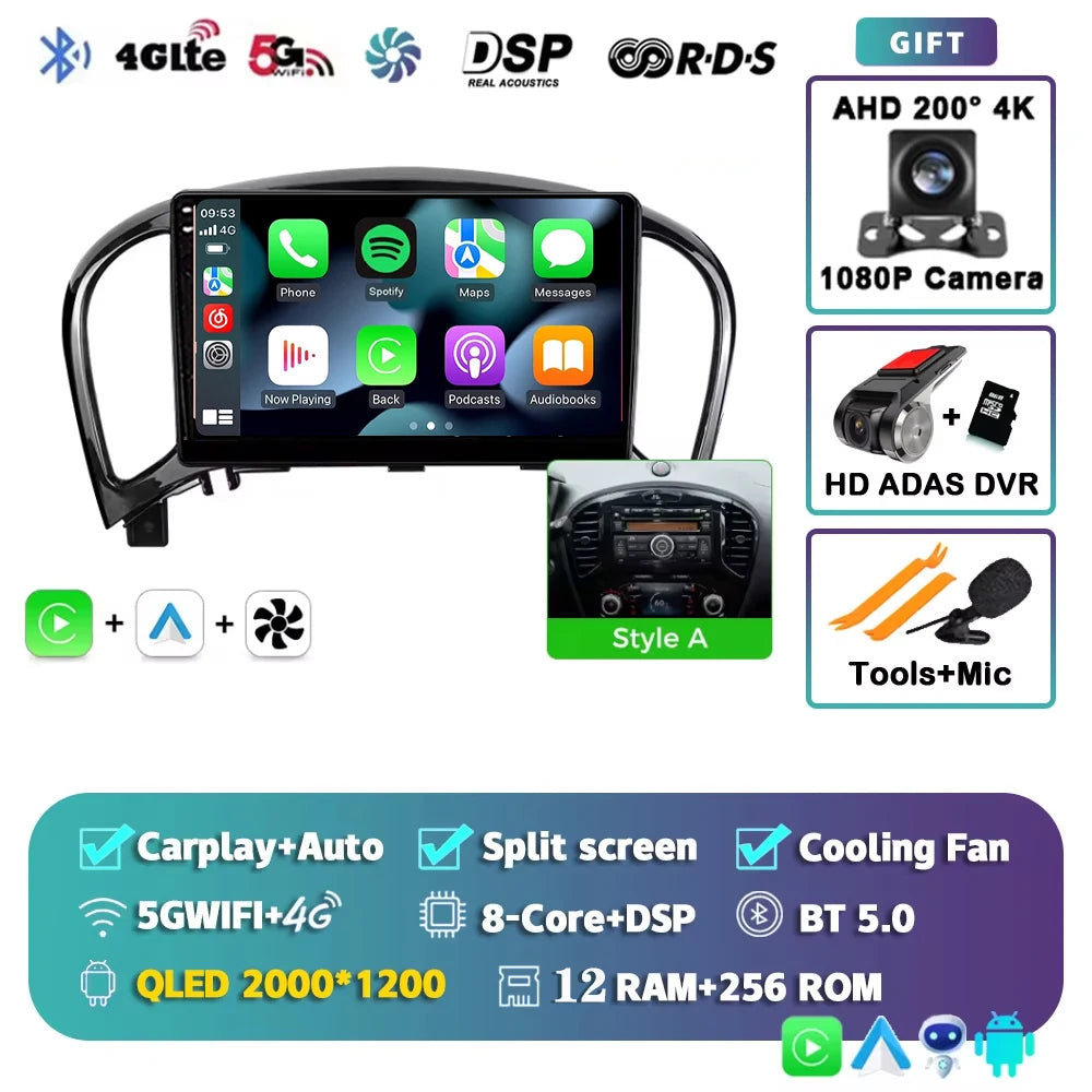 Android 15 Car radio For Nissan Juke 2010 2011 2012 2013 2014 Wireless Android Auto Carplay Car Multimedia Player WIFI 4G DSP 2