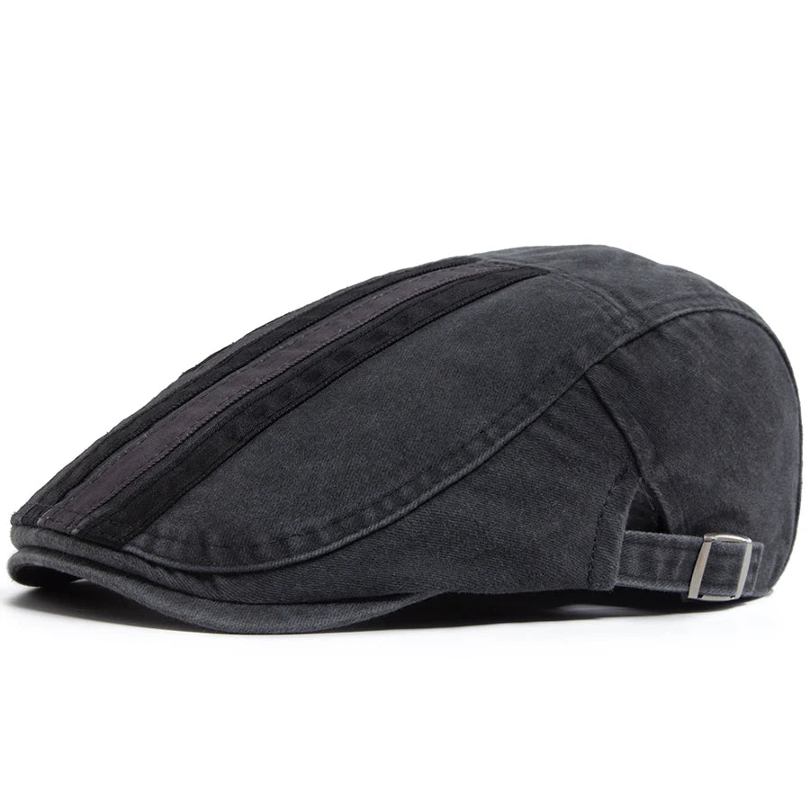 Vintage Newsboy Cap Men Fashion Five Bars Flat Hat Women Washed Berets Spring Summer Casual Visor Lvy Caps For Male Adjustable