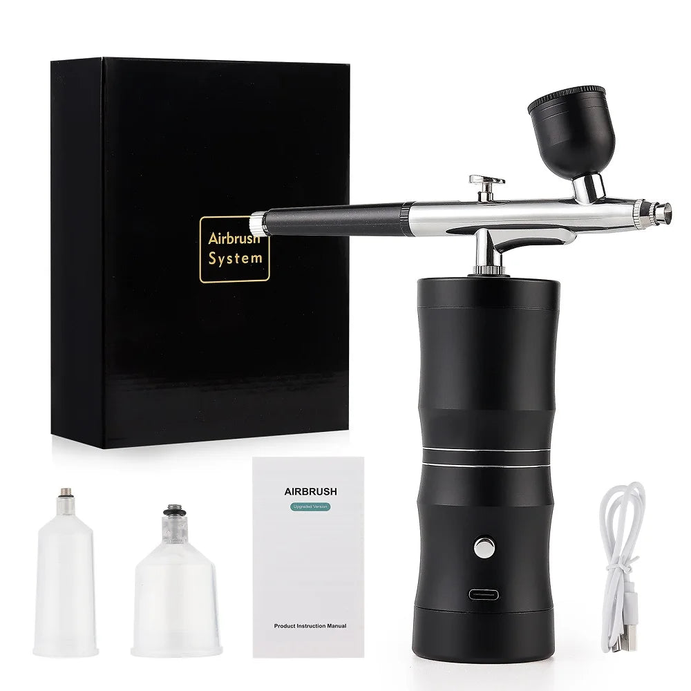 Top 0.3mm Pink Mini Air Compressor Kit Air-Brush Paint Spray Gun Airbrush For Nail Art Tattoo Craft Cake Nano Fog Mist Sprayer
