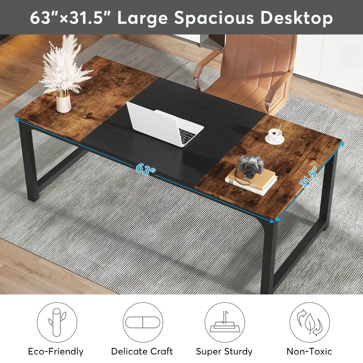 Tribesigns Large Office Desk Computer Table Study Writing Workstation for Home