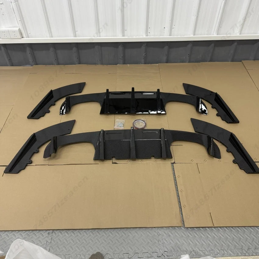 Car Rear Bumper Lip Diffuser Spoiler Side Splitters Apron Flaps Guard Gloss Black/Carbon Look For BMW M2 F87 M2C 2016-2020