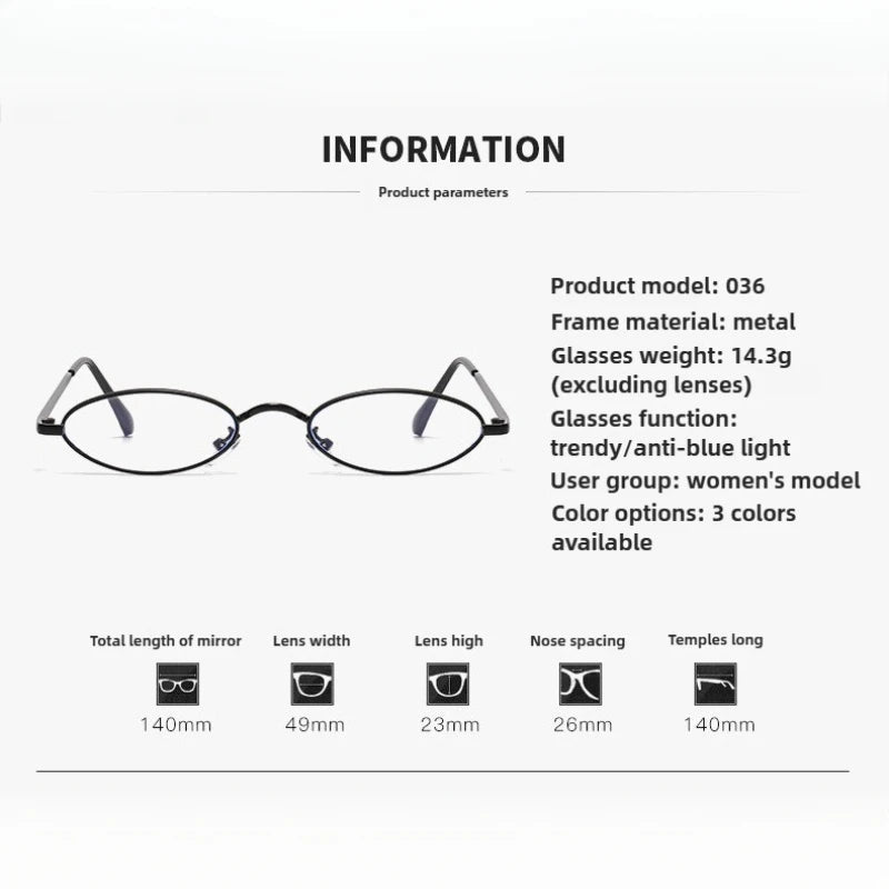 New fashion anti-blue glasses metal small frame fashion glasses For Woman