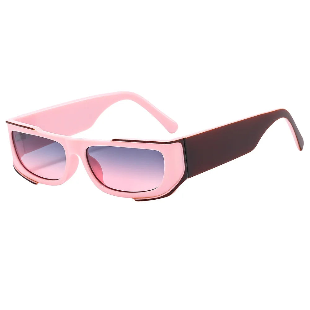 JNPCXI Fashion Rectangle Purple Double Color Women Sunglasses Retro Gradient Shades UV400 Men Trending Sun Glasses