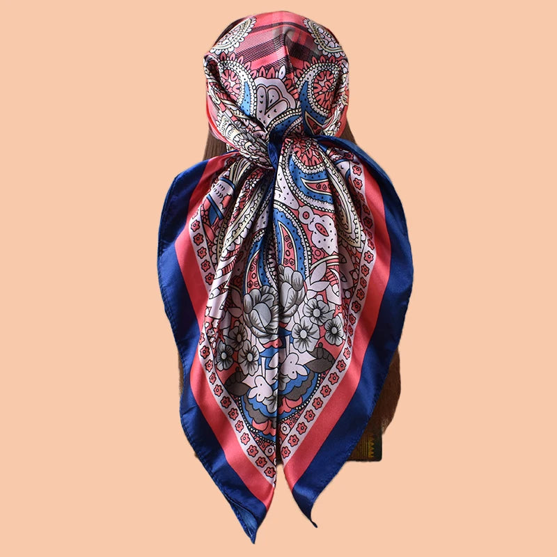 1PC Ladies Multicolored Peacock Feather Pattern Large Scarf Fashionable Wrap Headscarf for Travel Party Ladies Silk Scarf