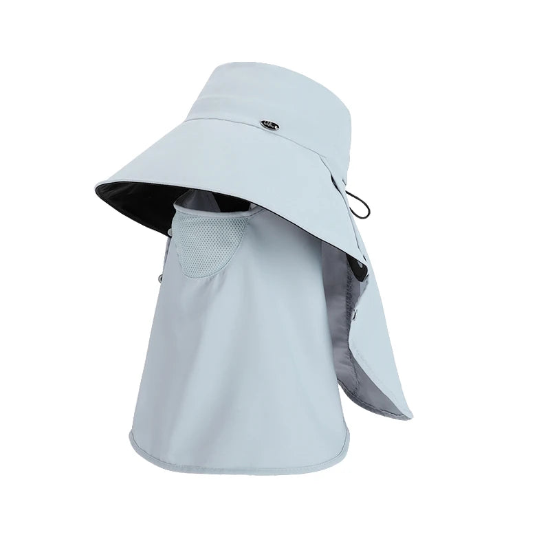 6184-New spring and summer women's outdoor cycling detachable face mask sun hat withwidebrim,shawl-likeheadcover, neck protector